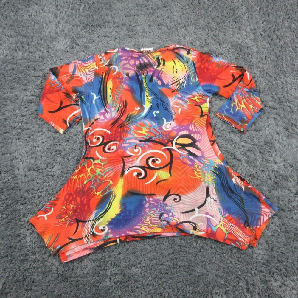 Parsley & Sage Shirt Womens S Orange Floral Tunic 3/4 Sleeve Pockets Cotton - Picture 11 of 13